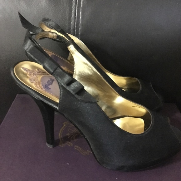 Hale Bob Satin Slingback Peep-toe Pumps - Picture 3 of 4